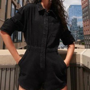 Zara Black Denim Jumpsuit